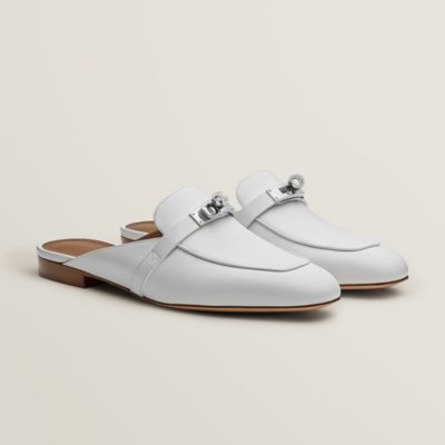 Hermes oz ホワイト Hermès Hermes Oz Leather Silver Kelly Buckle Slip On Loafer